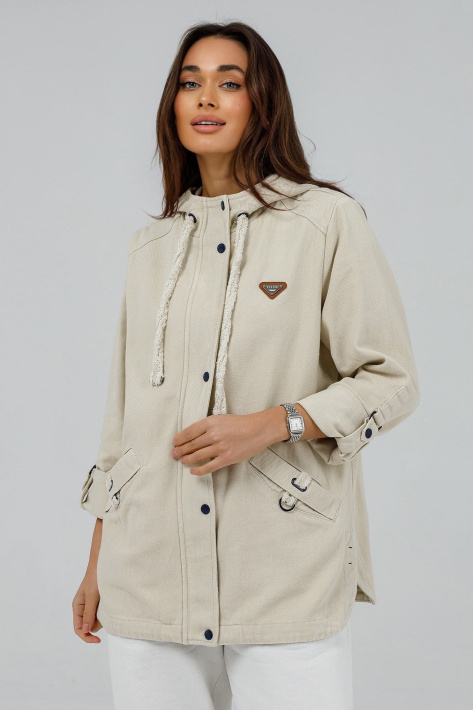 Джинсовая куртка женская бежевая весна-лето Джинсовая куртка бежевая 645-7