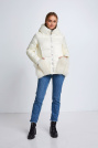 Пуховик с мехом на карманах молочный Пуховик с мехом на карманах 6969-18