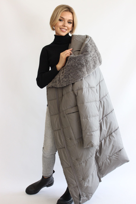 Пуховик одеяло с мехом Пуховик одеяло на овчине 716-083