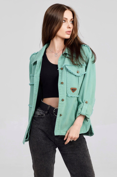 Джинсовая куртка оливковая oversize Джинсовая куртка оливковая725-а-4