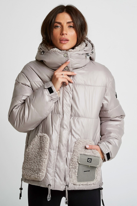 Зимняя куртка с овчиной серо-жемчужная Зимняя куртка 741-071