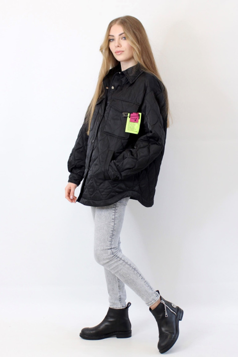 Куртка-рубашка черная сбоку Куртка-рубашка 7547-041