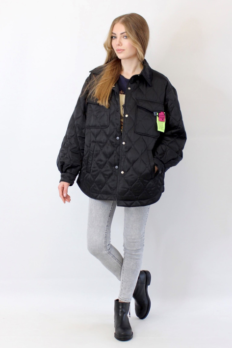 Куртка-рубашка черного цвета Куртка-рубашка 7547 черная