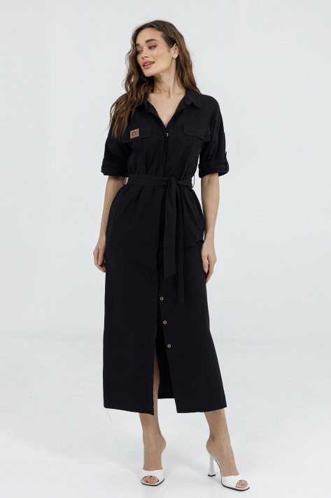 Чёрное платье из льна Чёрное платье в пол Darda-4