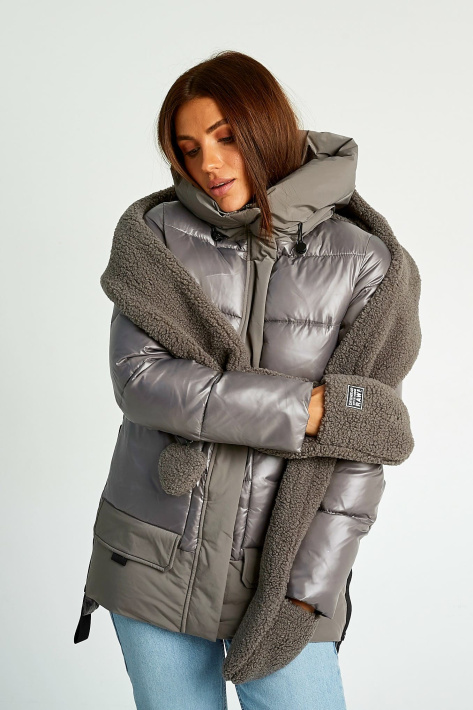 Куртка пуховик с шарфом капучино Куртка пуховик 8128-05