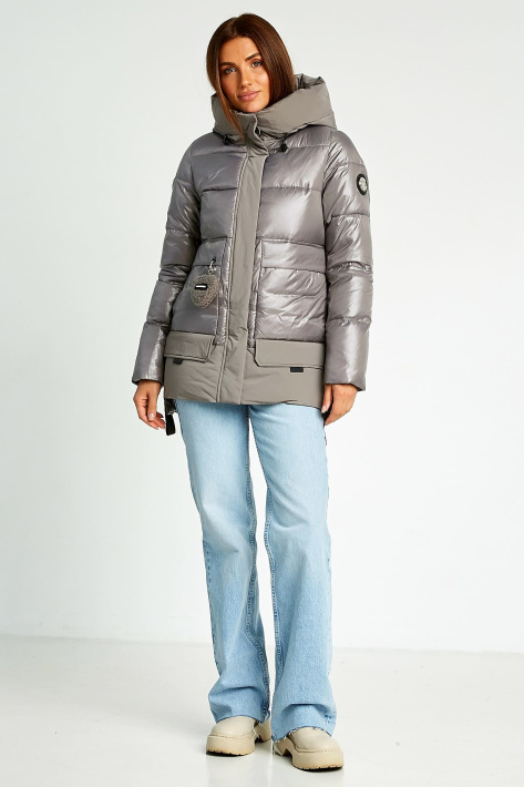 Куртка пуховик капучино на девушке Куртка пуховик 8128-7