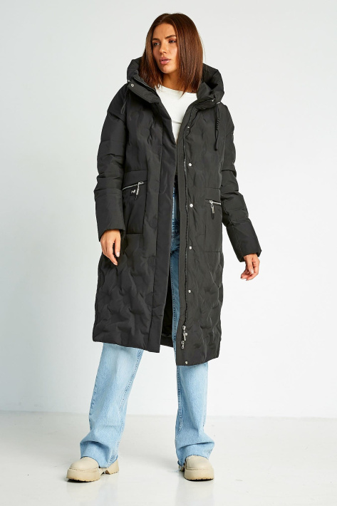 Пуховик Plus Size чорний жіночий Пуховик Plus Size 8256-04