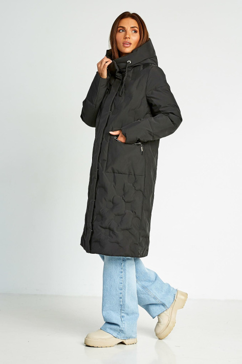 Пуховик Plus Size чорний збоку Пуховик Plus Size 8256-045