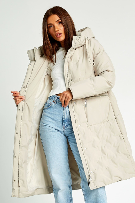 Пуховик Plus Size жіночий айворі колір Пуховик Plus Size 8256-1