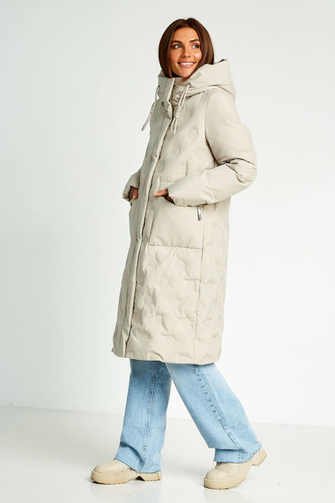 Пуховик Plus Size айворі збоку Пуховик Plus Size 8256-4