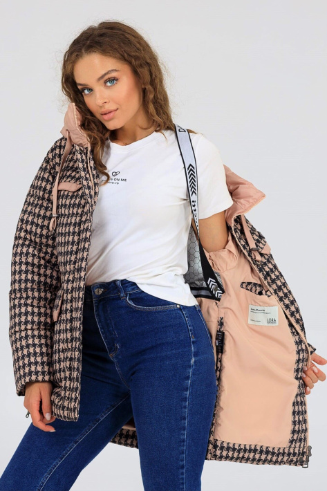 Куртка-пуховик молодіжний персиковий з ременями Куртка-пуховик молодіжний 828-10-5