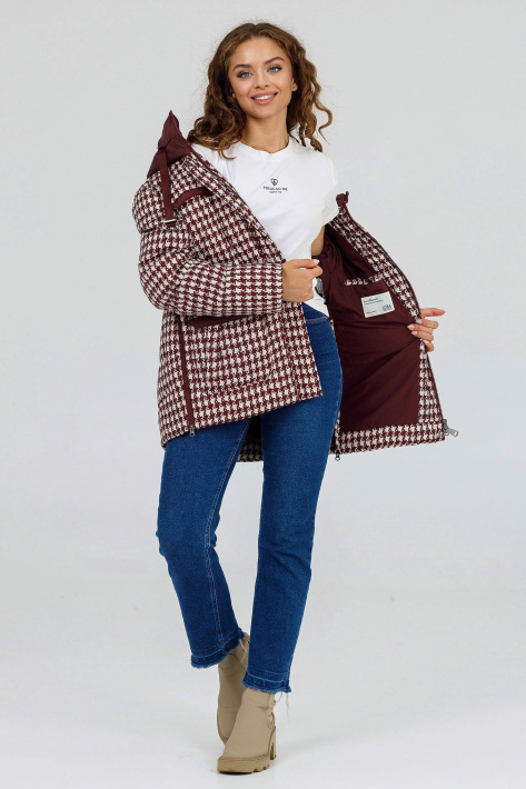 Куртка-пуховик молодіжний гранатоваий на дівчині Куртка-пуховик молодіжний 828-15-1