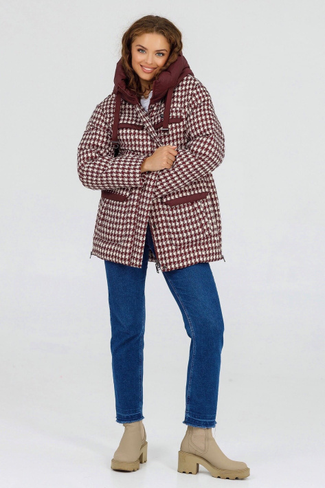 Куртка-пуховик молодіжний гранатоваий на дівчині Куртка-пуховик молодіжний 828-15-5