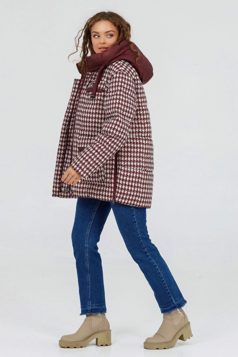 Куртка-пуховик молодіжний оверсайз гранатоваий жіночий Куртка-пуховик молодіжний 828-15