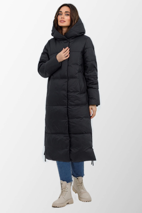Пуховик жіночий чорного кольору Пуховик жіночий довгий 831-105
