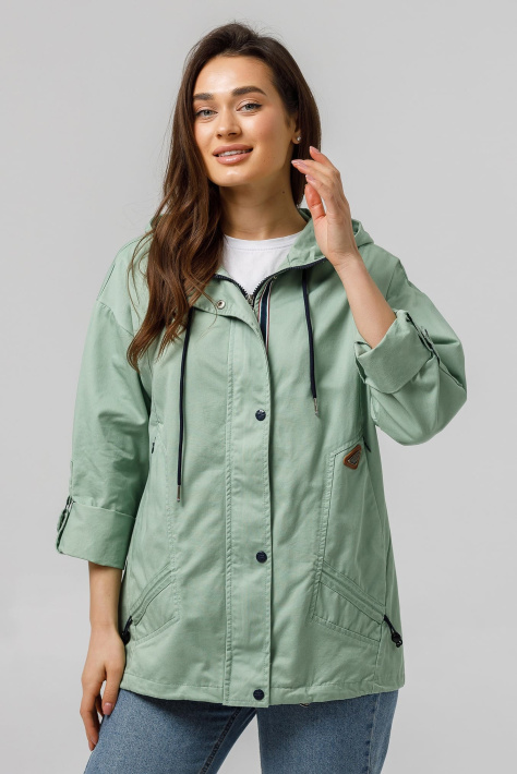 Ветровка Cotton оливковая на девушке Ветровка Cotton оливка 885-1