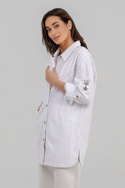Джинсова сорочка-піджак білий 945-508